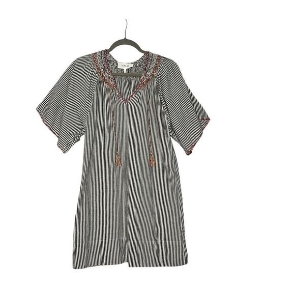 The Great Striped Embroidered Linen Blend Mini Dress | M - Picture 3 of 9